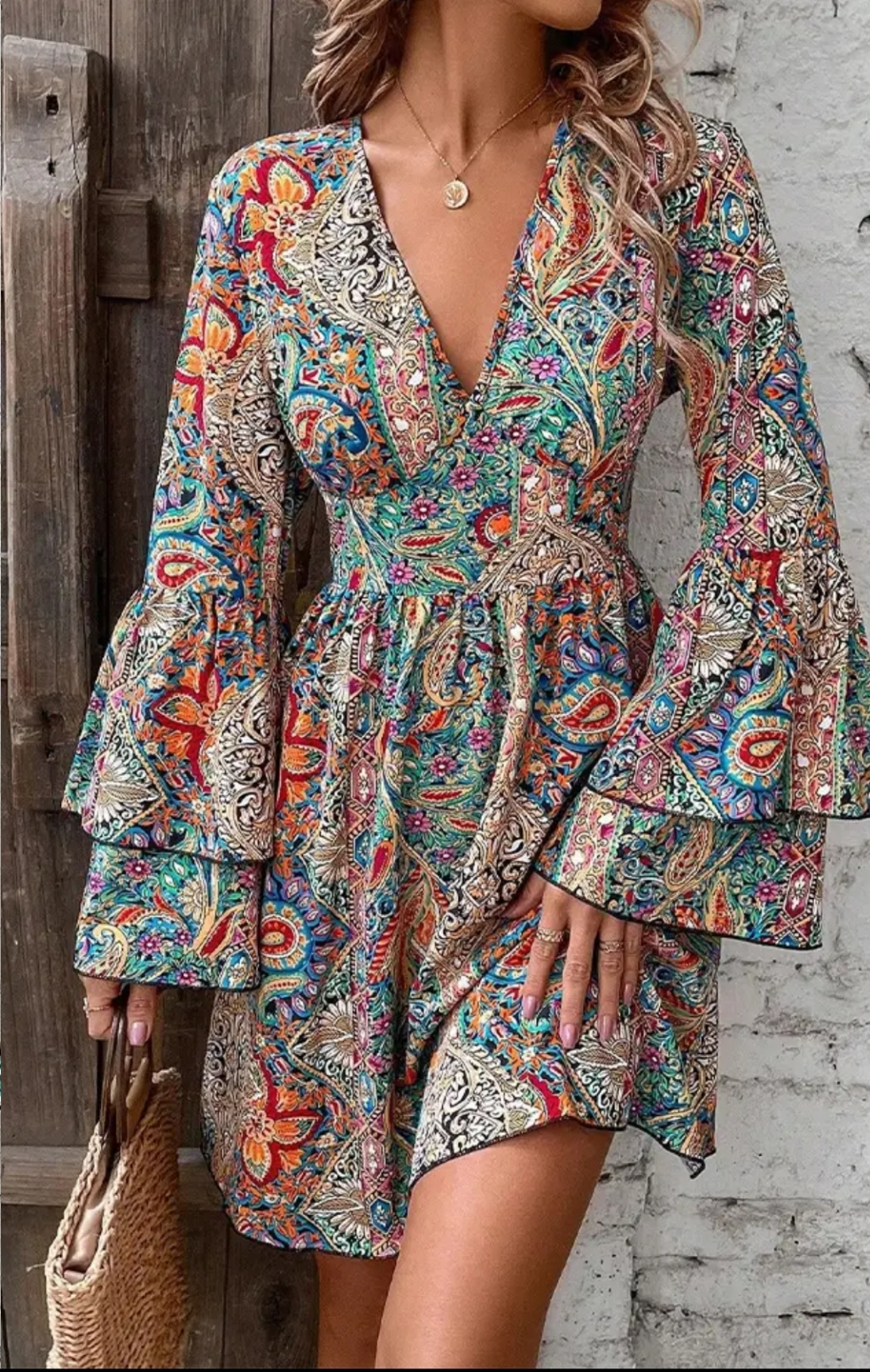 Floral and Paisley Print Dress