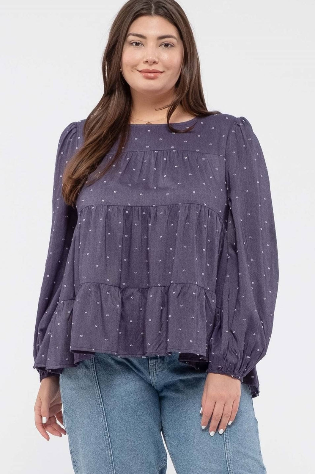 PLUS NAVY BLUE  DOT TOP
