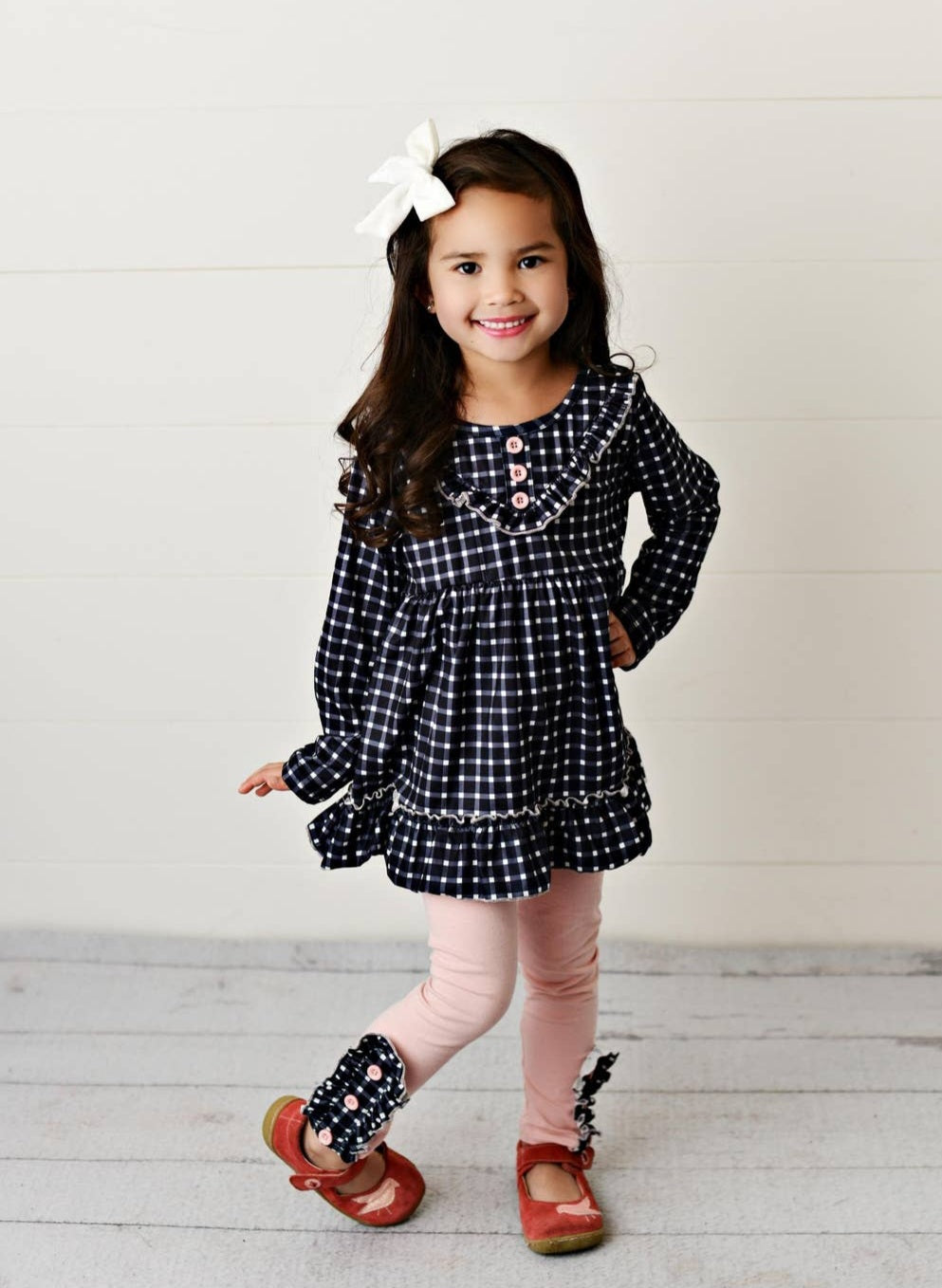 Pink and Navy Gingham Two Piece