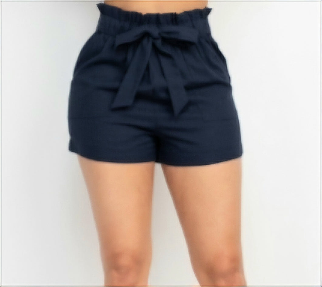 Blue Front Tie Shorts