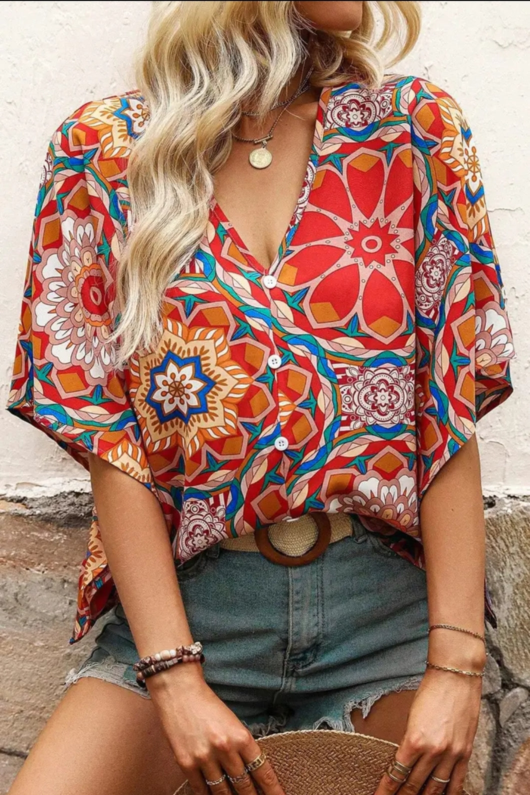 Floral V Neck Top