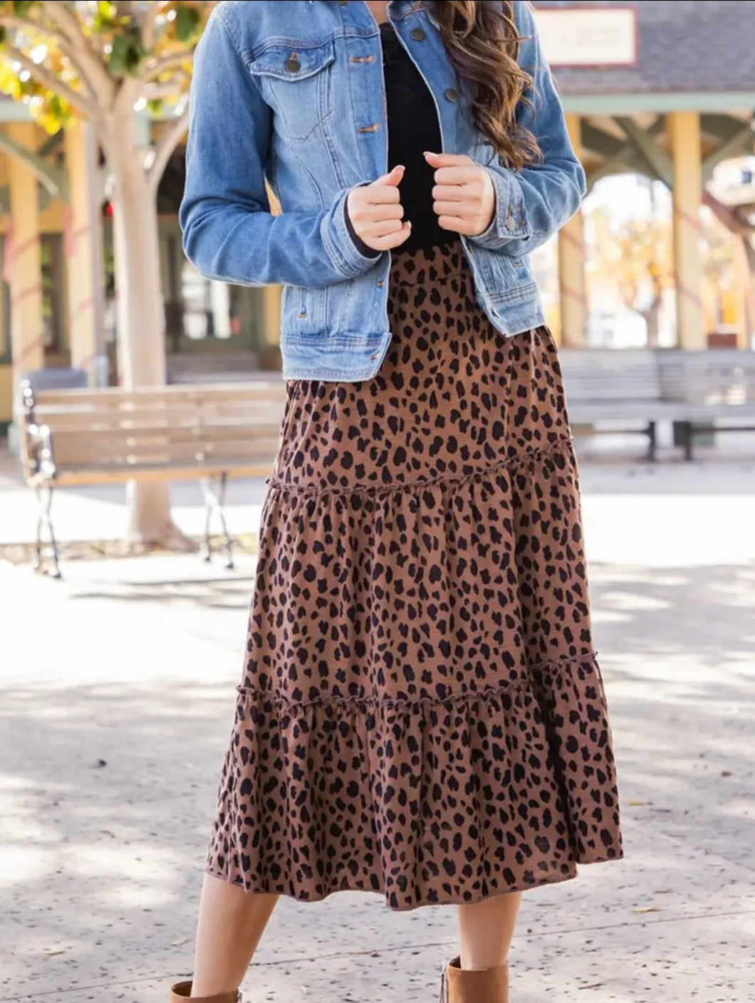 Brown Leopard Print Skirt