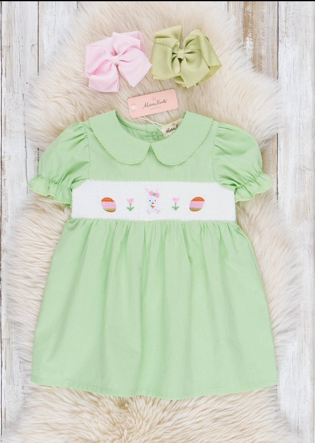 Green Smocked Easter Dress