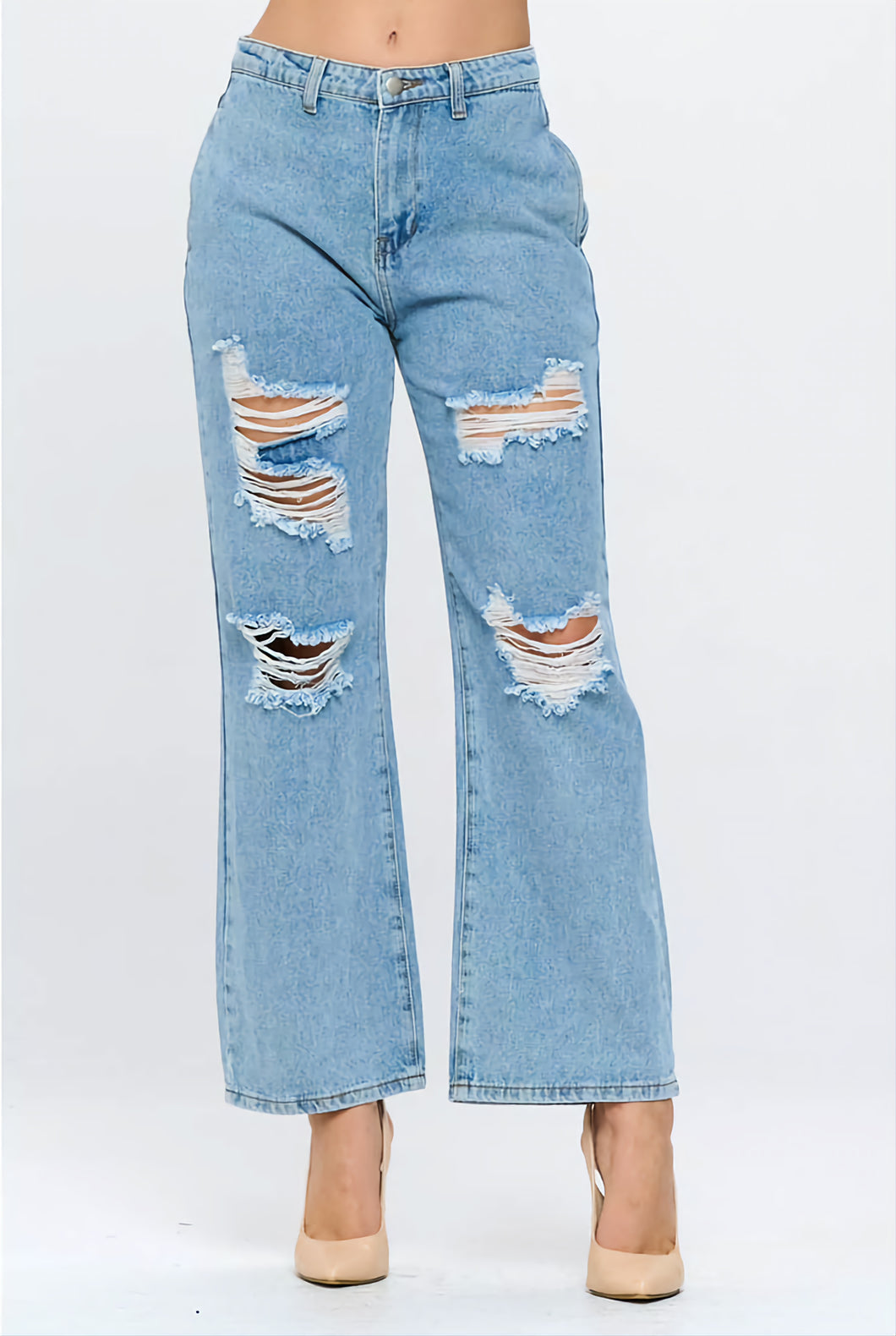 Distressed Wide Leg Jeans