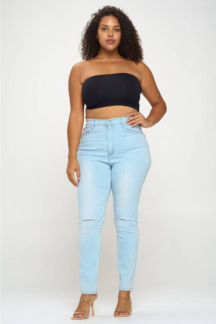 Slit Knee Jeans