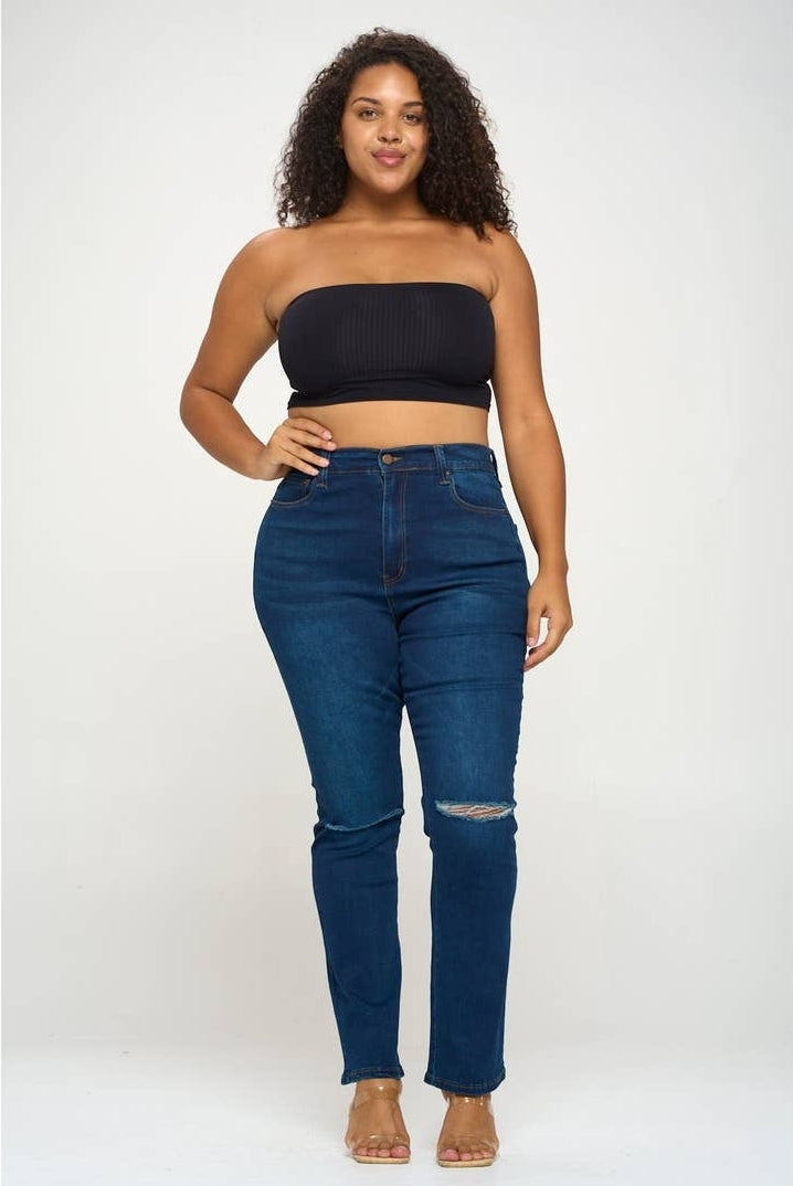 Slit Knee Jeans