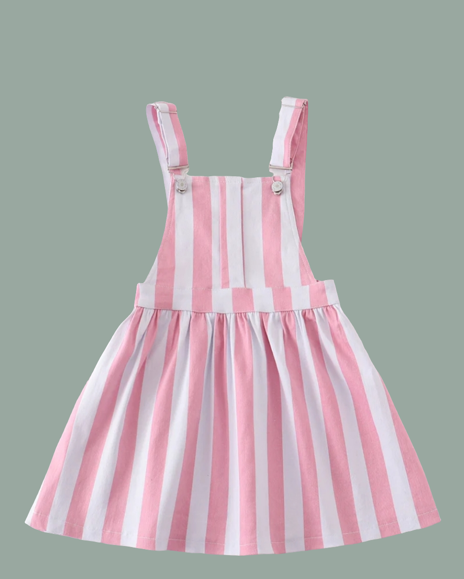 Pink and White Denim Dress