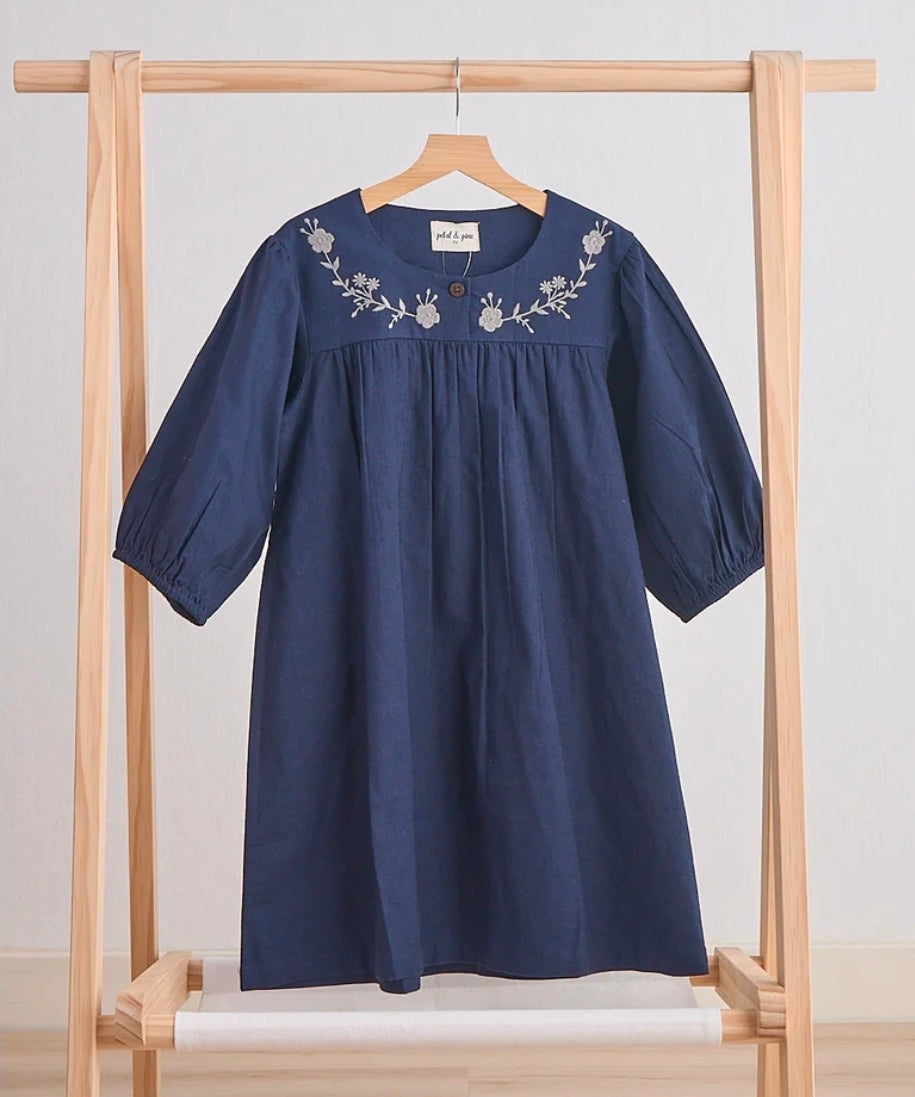Navy Embroidered Dress