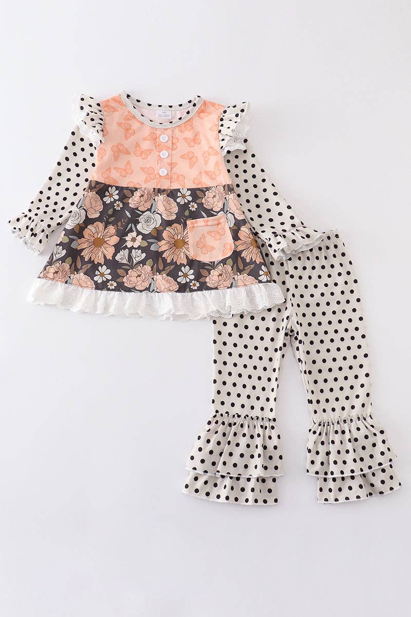 Floral Print Ruffle Set: