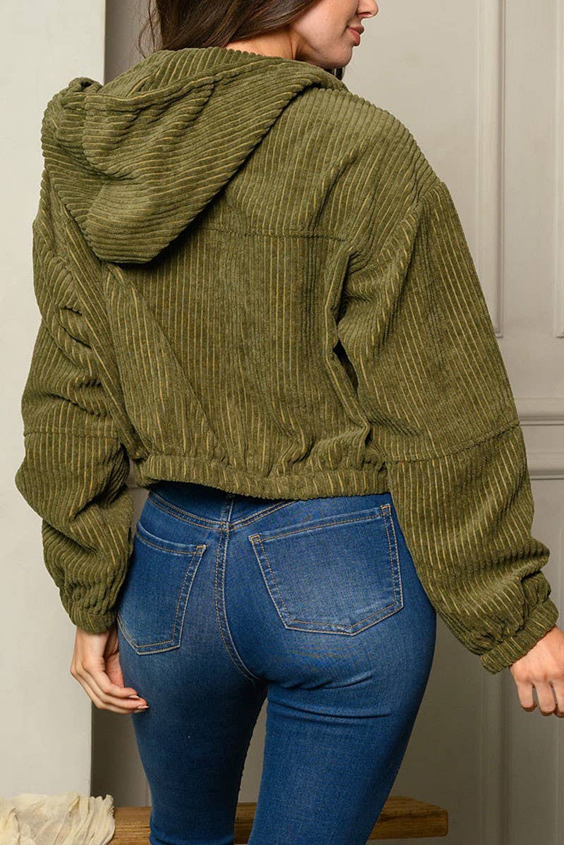 LONG SLEEVE  CORDUROY CROP JACKET