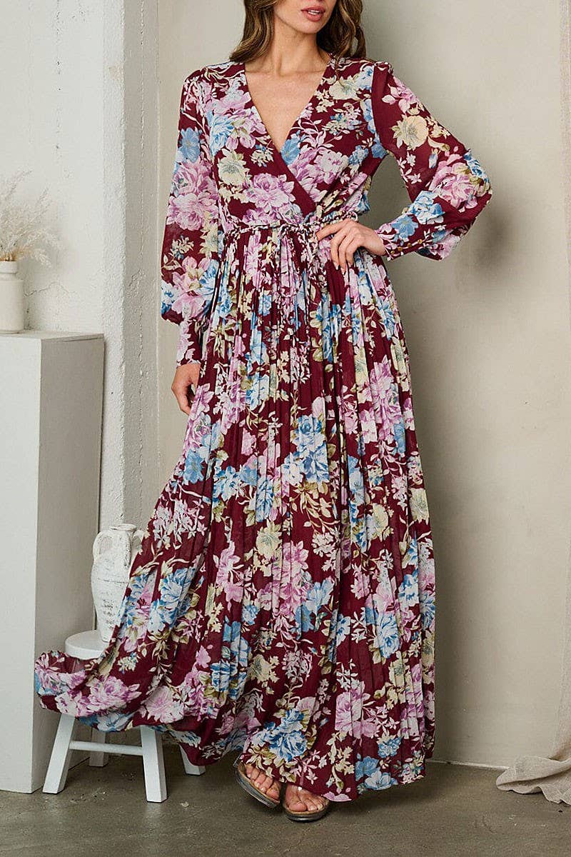 LONG SLEEVE  FLORAL MAXI DRESS