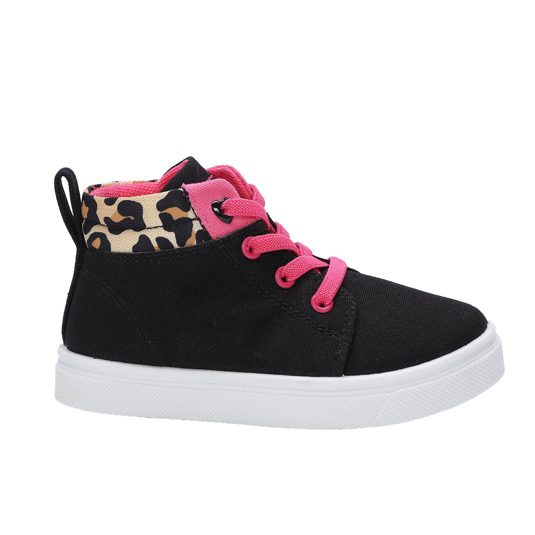 Toddler Black and  Cheetah High Top Sneaker